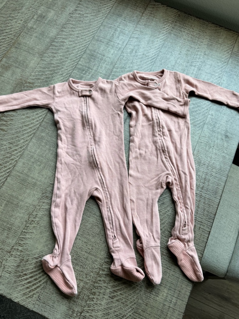 Bundle twins L'ovedbaby Dusty Pink Long-Sleeve Footie One-Piece (Pair)